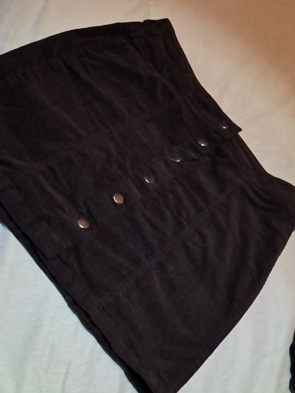LOFT Brown Corduroy With Silver Button-Front Mini Skirt Womens Size 12
